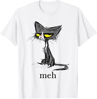 Funny Meh Cat Gift for Cat Lovers Idea Men Women Girls Kids T-Shirt