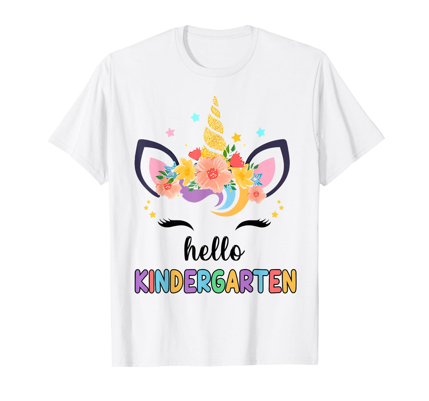 Hello Kindergarten Girl First Day Back School Unicorn Kids T-Shirt
