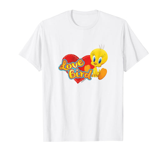 Popfunk Unisex-Adult Yellow Cartoon Tweety Love Bird Valentine's Day T-Shirt
