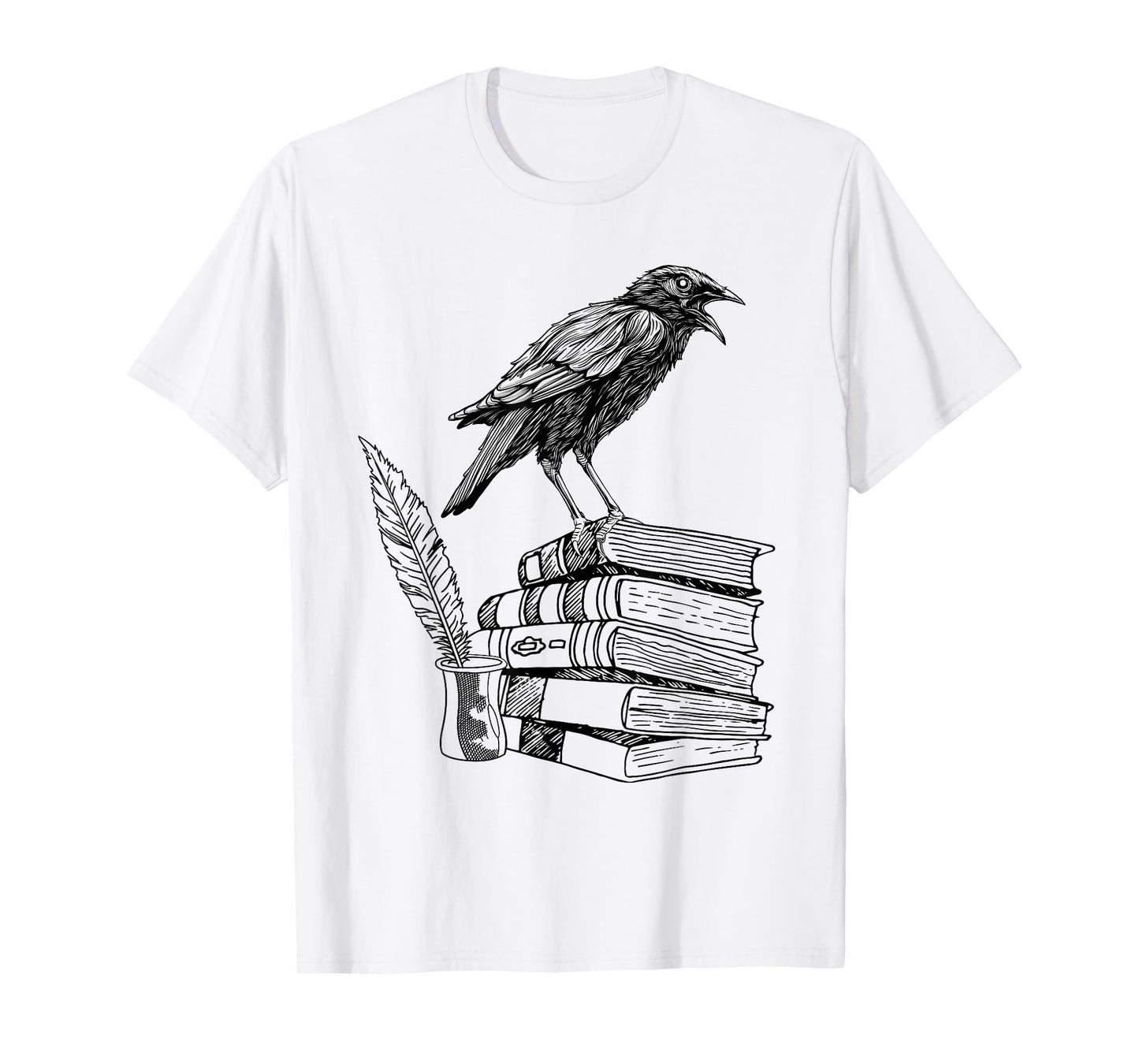 Dark Academia Aesthetic Raven Crow On Old Vintage Books T-Shirt