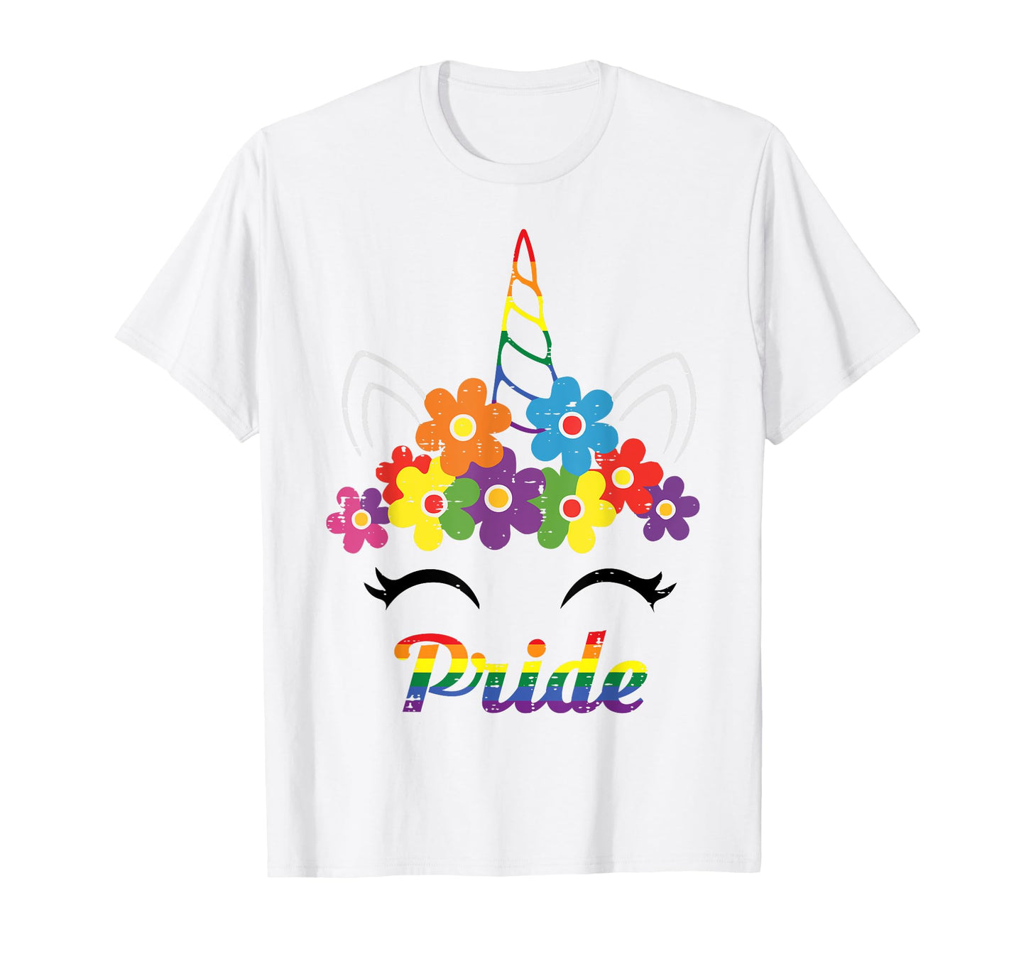 Gay Pride Month Unicorn Face LGBTQ Ally Rainbow Women Girls T-Shirt