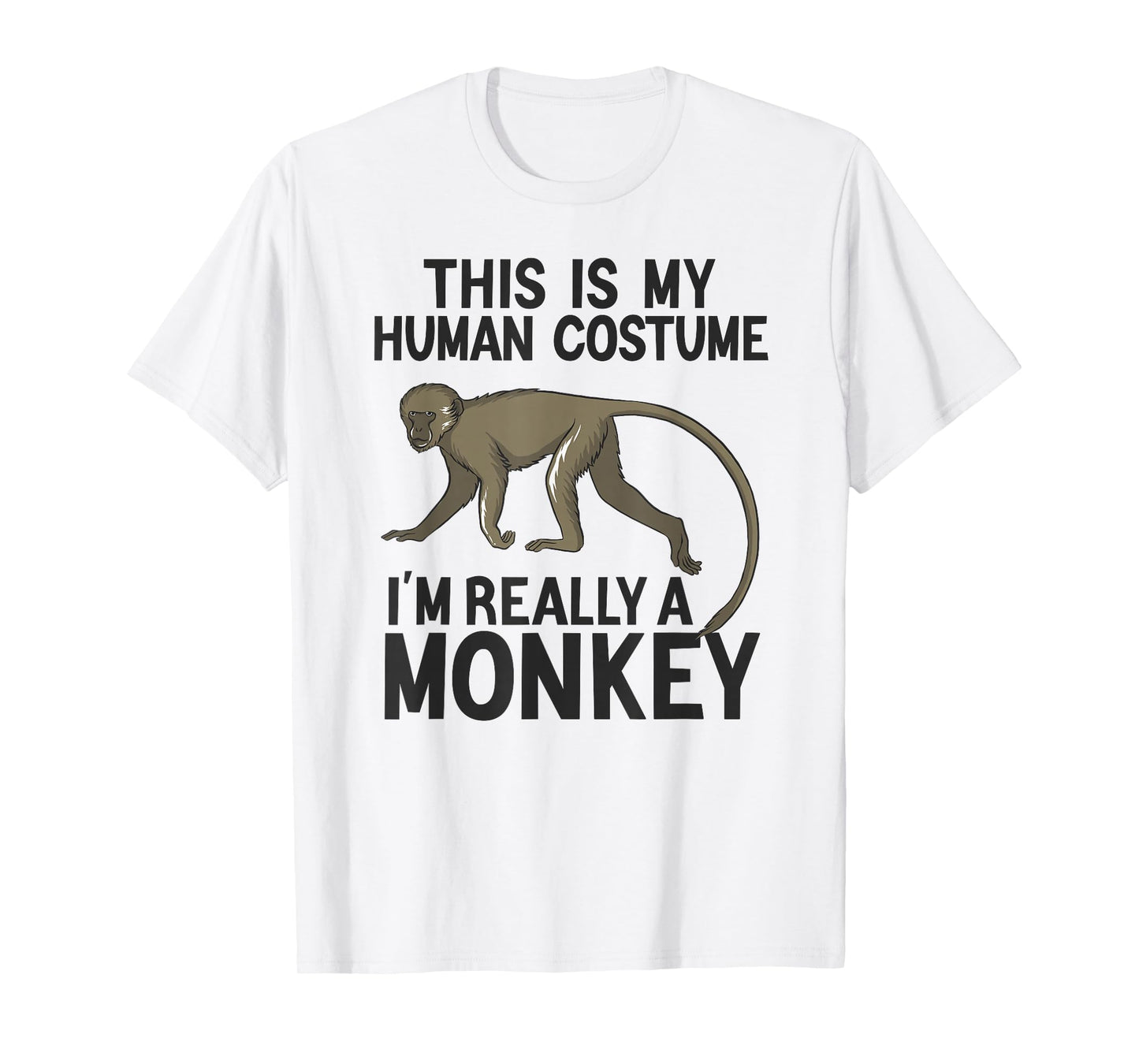 Simple Halloween Costumes for Men Women Funny Monkey Costume T-Shirt