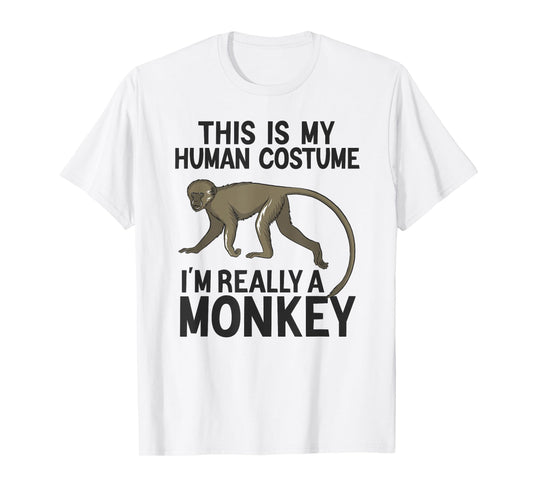 Simple Halloween Costumes for Men Women Funny Monkey Costume T-Shirt