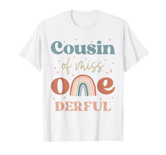 Cousin of Miss Onederful Boho Rainbow First Birthday T-Shirt