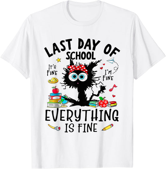 Last Day Of School End Of School Year I Survived Funny Cat T-Shirt