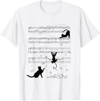 Cute Cats Playing With Sheet Music Teacher Music Society Men Women Kids T-Shirt