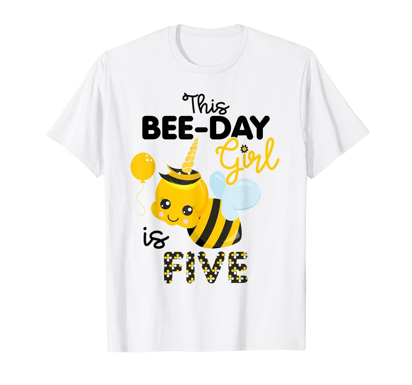 5th Birthday Girl Bee Themed 5 Year Old Bday Matching Party T-Shirt