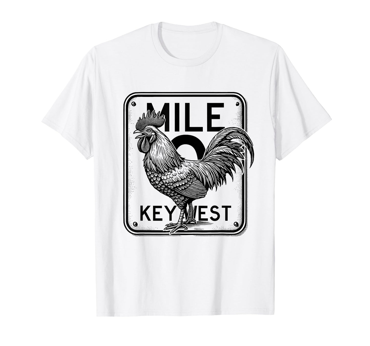 Key West Florida Chicken Retro Mile 0 Rooster Mile Marker T-Shirt