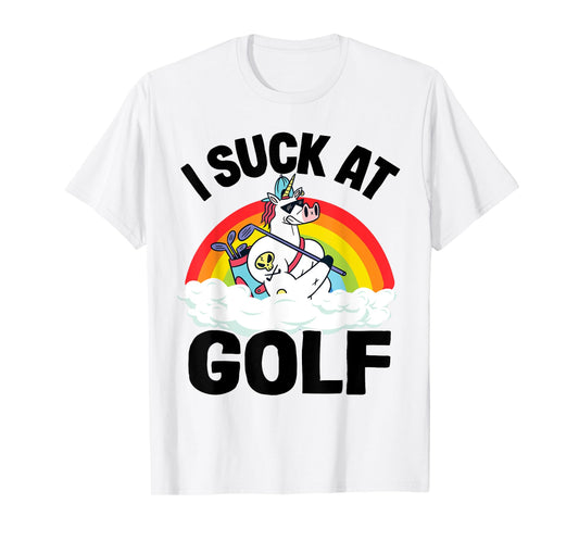 I Suck At Golf Funny Golf Loser Unicorn Sarcastic Golfing T-Shirt