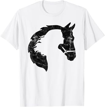 Retro Horse Young Woman With Horse Love Horse Silhouette T-Shirt