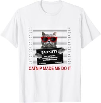 Funny Kitten Cat Owner Vintage Gift Idea Catnip T-Shirt - White, Unisex, Short Sleeve, Cat Print, Modern, Casual, All Seasons, Size Small
