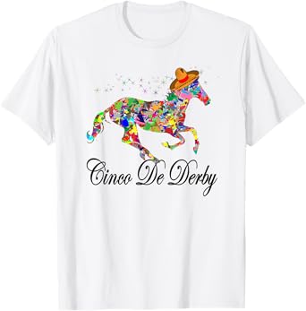 Derby Party Cinco De Mayo Horse Racing Sombrero Mexican Tee T-Shirt