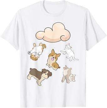 Funny Idiom Raining Cats and Dogs Kitten Puppy for Pet Lover T-Shirt