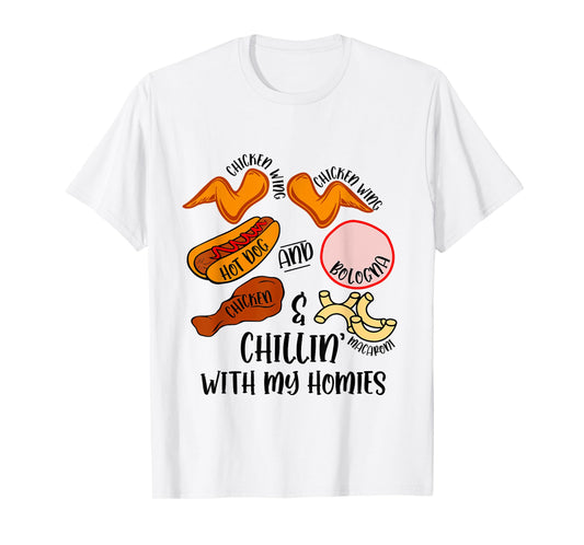 Funny Chicken Wing Song Lyric Hot Dog Bologna Macaroni Kids T-Shirt