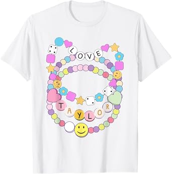 Retro TAYLOR First Name Personalized Friendship Bracelet T-Shirt