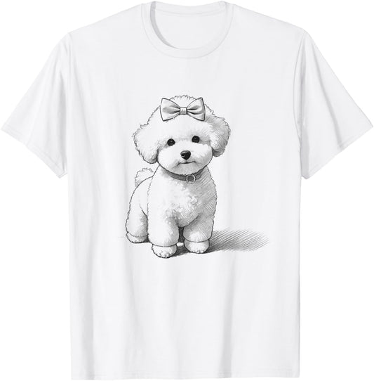 Cute Bichon Frise Dog Design For Women And Girls T-Shirt