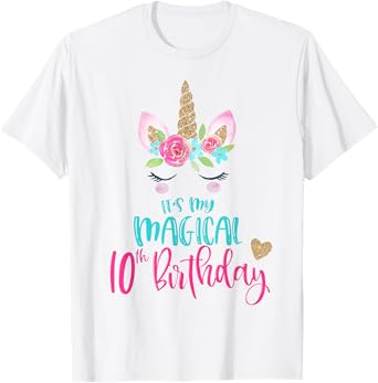 Unicorn 10th Birthday Party Shirt Girl 10 Years Old T-Shirt T-Shirt