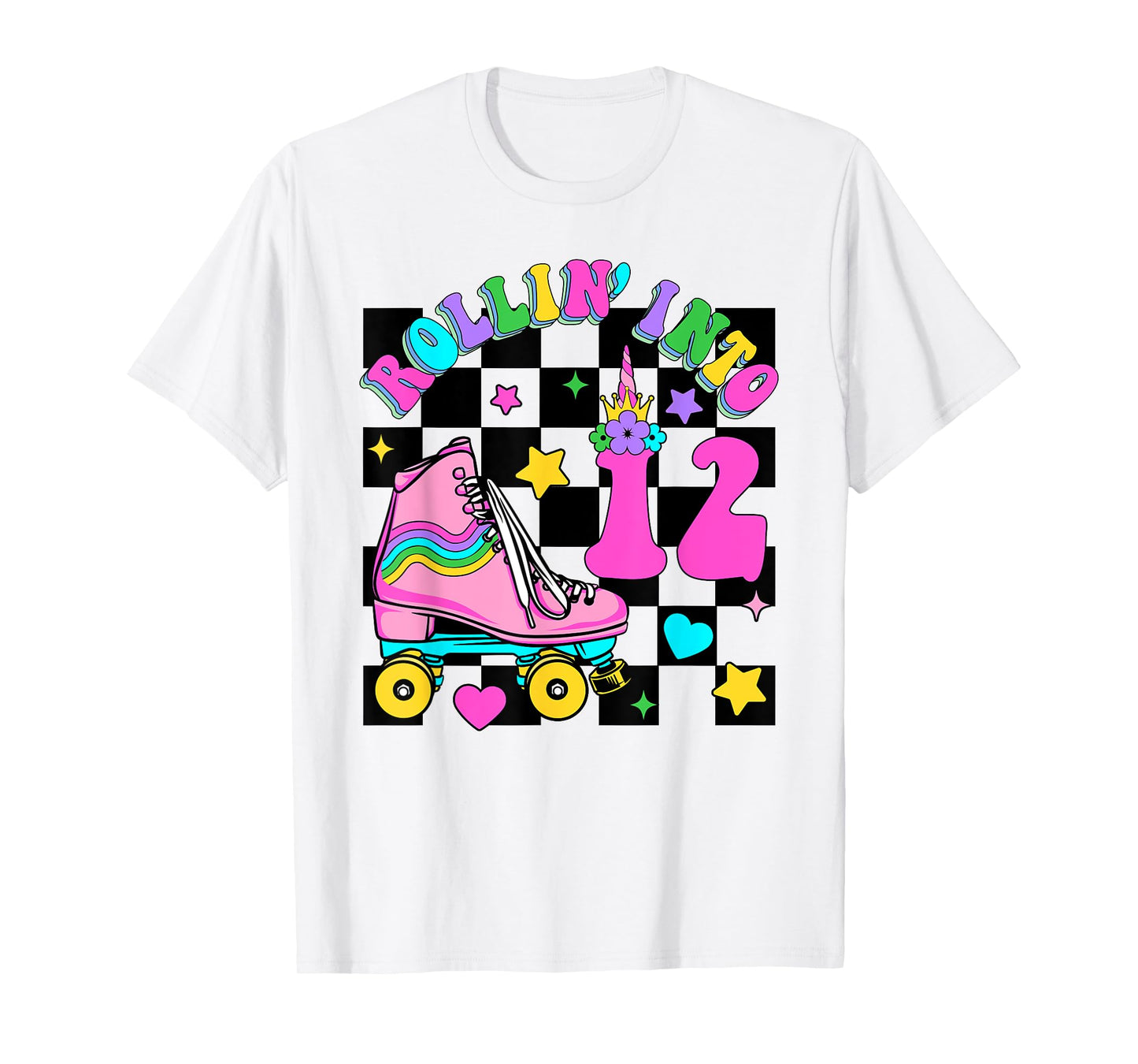 Rolling Into 12 Years Old Skater 12th Birthday Kids Girls T-Shirt