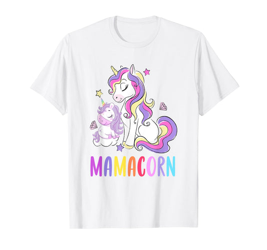 Cute Mamacorn Unicorn Mom Birthday Outfit Rainbow Colors T-Shirt