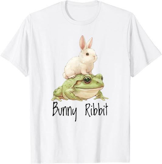 Bunny Rabbit Love Watercolor Folk Art Bunny Frog Lover T-Shirt
