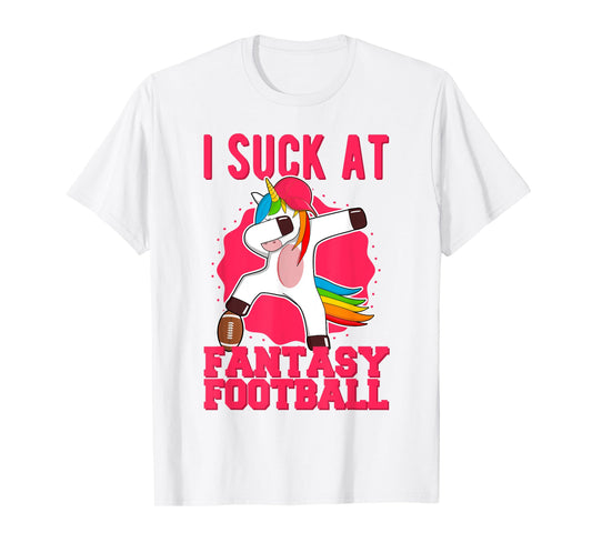 I Suck At Fantasy Football Punishment Loose Dabbing Unicorn T-Shirt