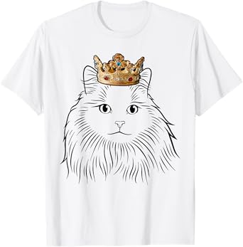 Siberian Cat Wearing Crown T-Shirt for Men Women Kids