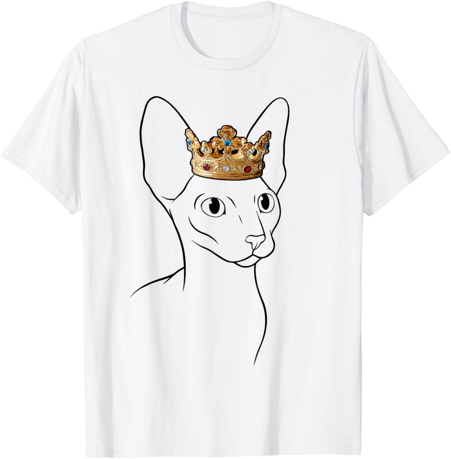 Cornish Rex Cat Wearing Crown Men Women Girls Kids T-Shirt