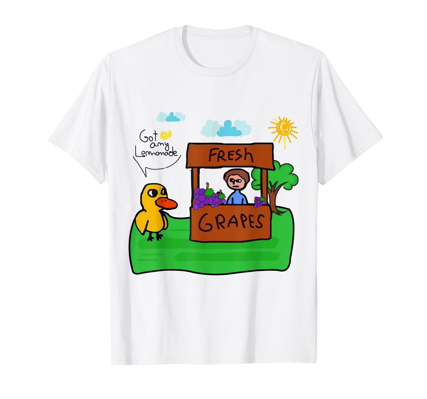 Fresh Grapes Got Any Ice Lemonade Stand, Funny Cute Duck T-Shirt