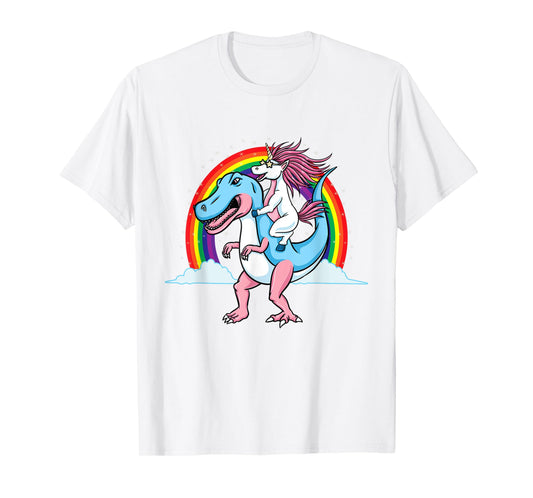 Unicorn Riding Trans Pride Dinosaur Transgender T-Shirt