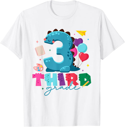 Funny Third Grade Cute Dinosaur First Day of School for Kids T-Shirt