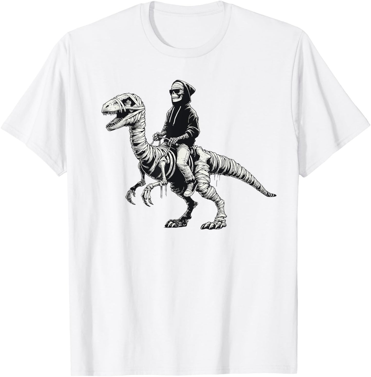 Skeleton Riding Dinosaur Halloween Men Women and kids T-Shirt