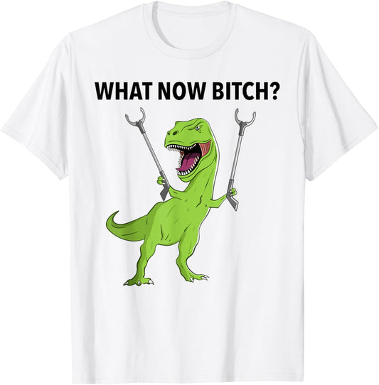 Funny T-Rex Dinosaur What Now Bitch Joke Humor Saying T-Shirt