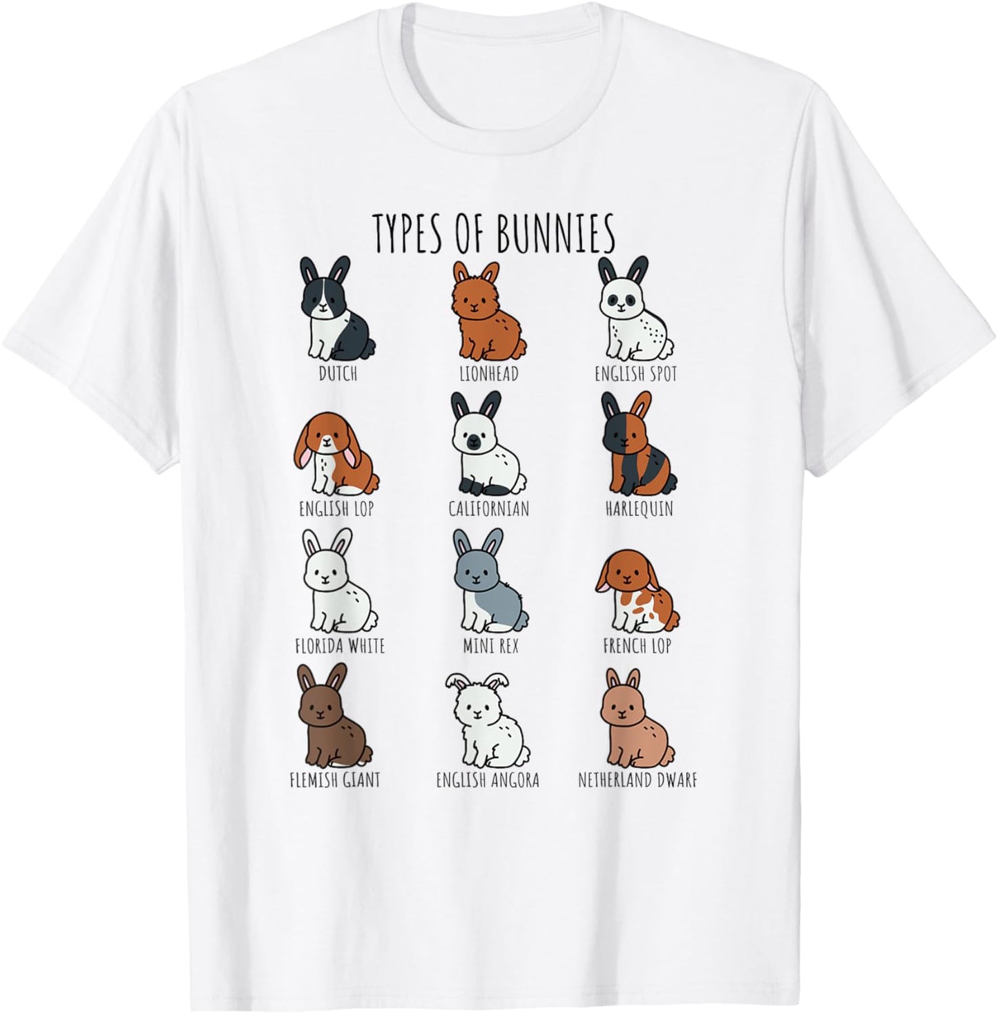 Cute Types of Bunnies Rabbits Breeds Flemish Giant Lionhead T-Shirt
