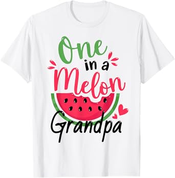 One in a Melon Grandpa 1st Birthday Party Family Matching T-Shirt