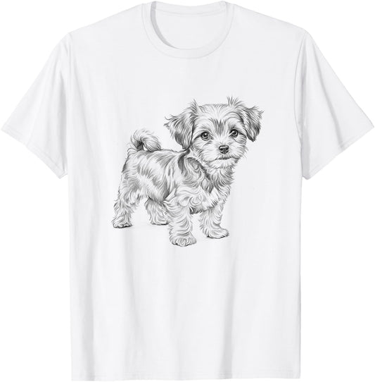 Morkie Dog Sketch Art Design Idea T-Shirt