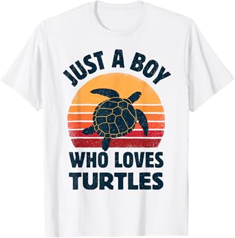 Turtle Just A Boy Who Loves Turtles Reptiles Retro Vintage T-Shirt
