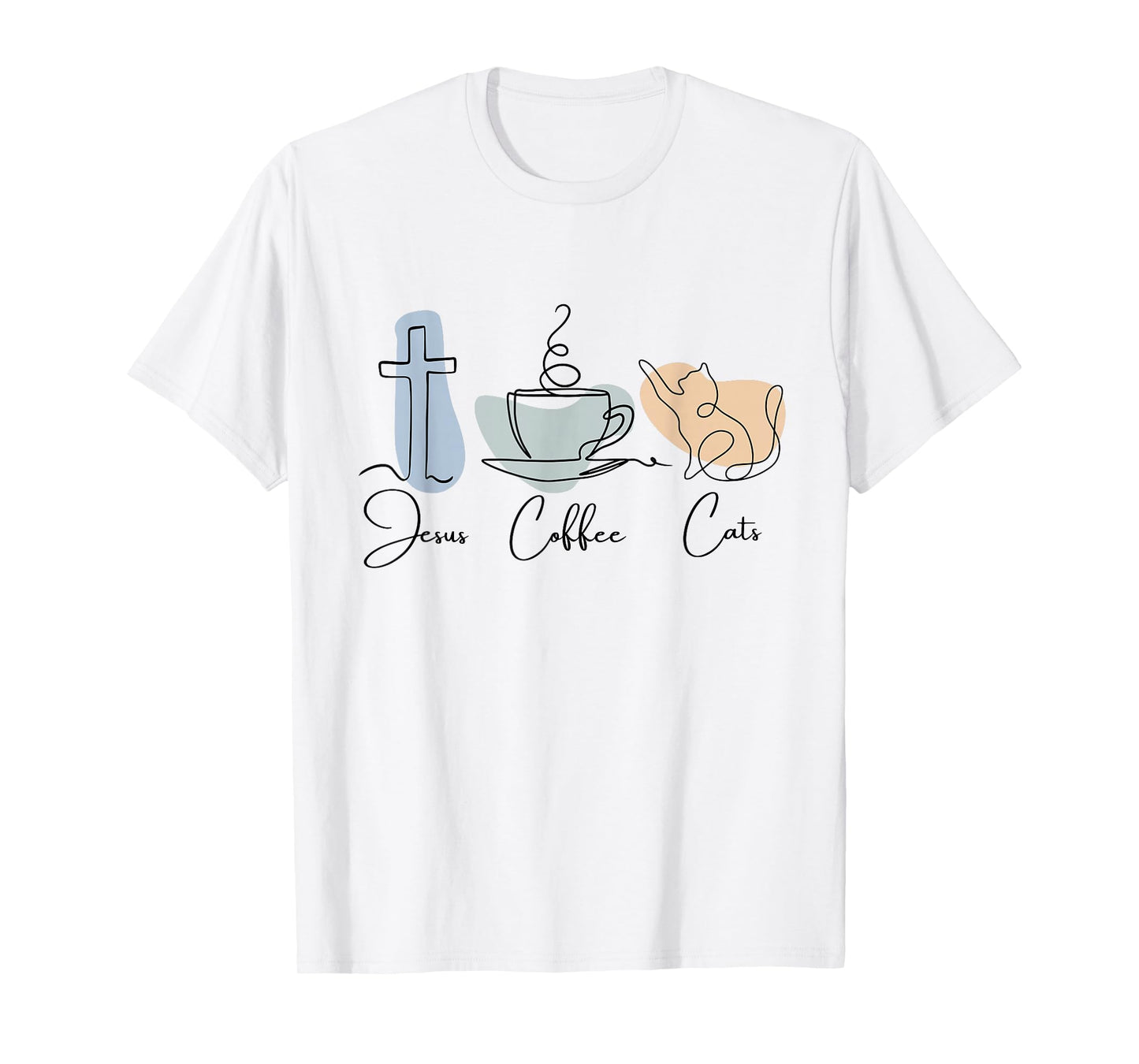 Jesus Coffee Cats Funny Cute Design Jesus Lovers Christian T-Shirt