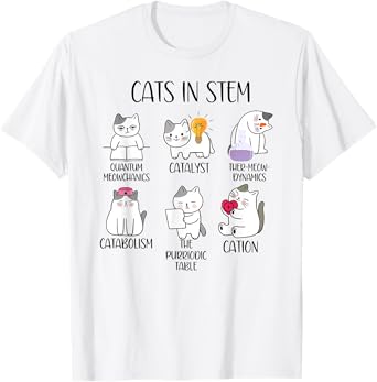 cats in stem funny science meme scientist nerd cat lover Men Women T-Shirt