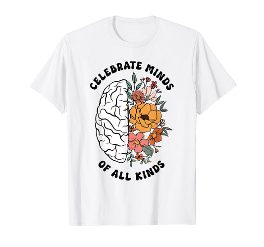 Autism Awareness Celebrate Minds Of All Kinds Floral Teacher T-Shirt for Men Women Kids