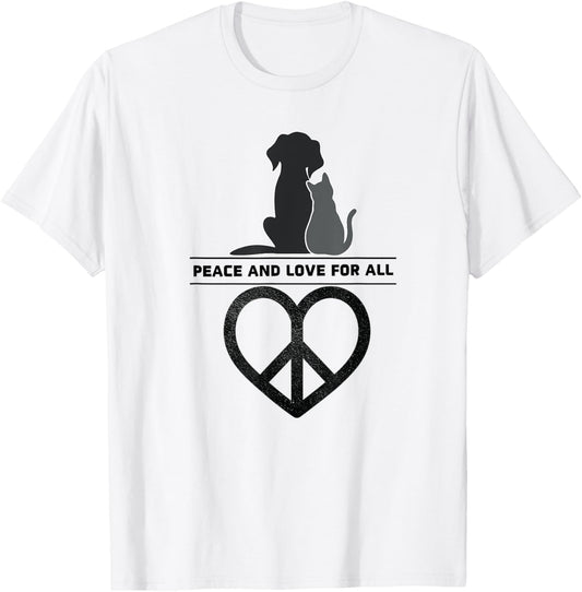 Peace and Love for All World Pet Dog Cat Love Peace Sign T-Shirt