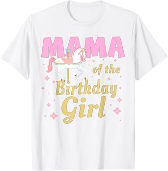 Mama Carousel Party 1st First Birthday Girl Family Matching T-Shirt