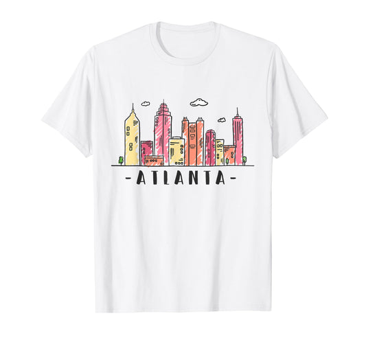 Atlanta Skyline Georgia Colourful City Souvenir Gift T-Shirt
