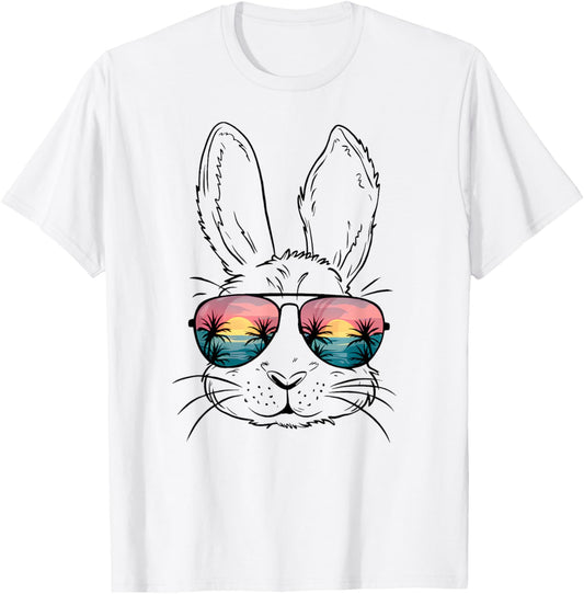 Bunny Face Rabbit Sunglasses Beach Summer Vacation Easter T-Shirt