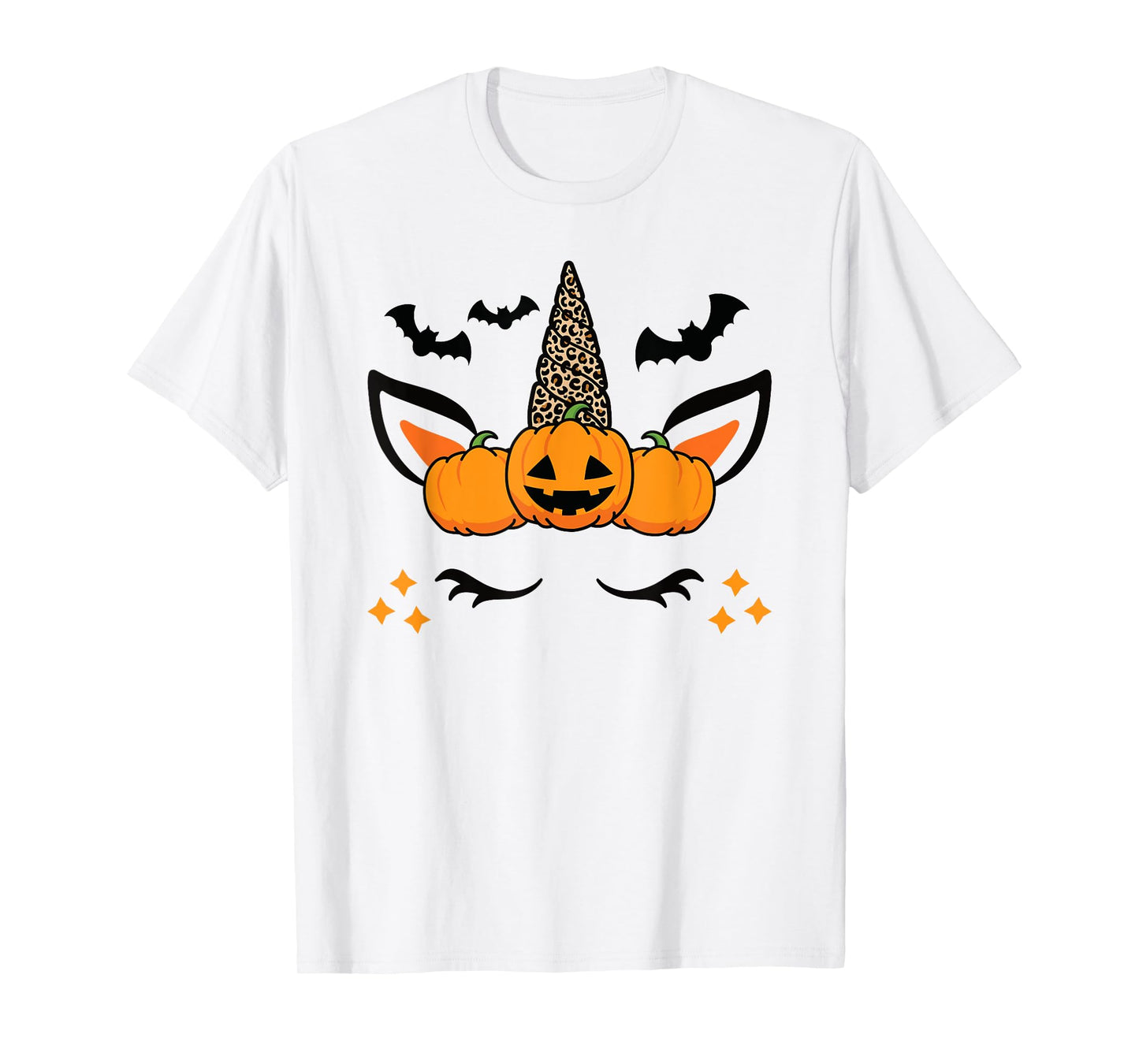 Cute Halloween Unicorn Costume Leopard Pumpkins T-Shirt