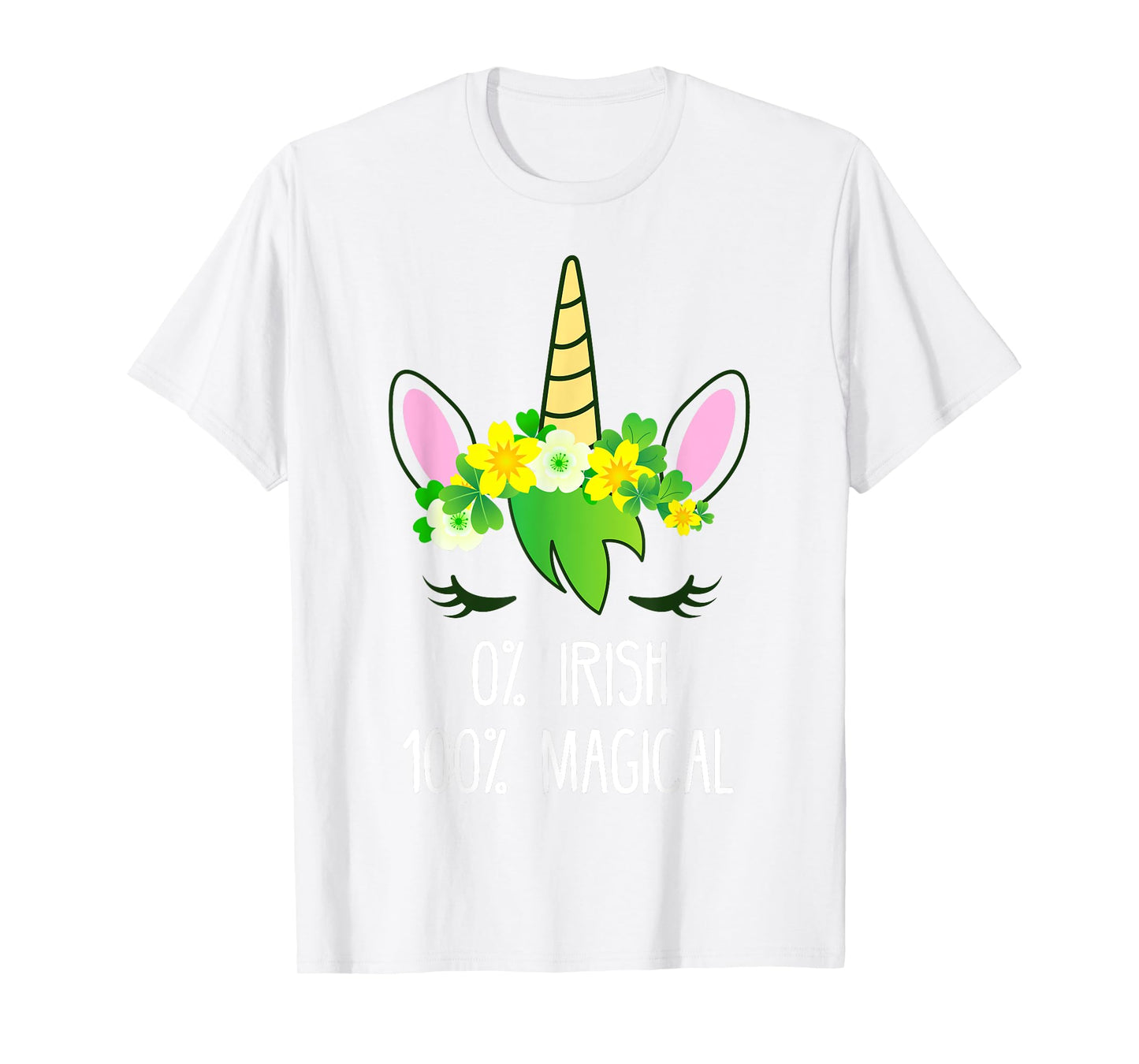 St. Patrick's Day Unicorn Face 0% Irish Shirt Lepricorn