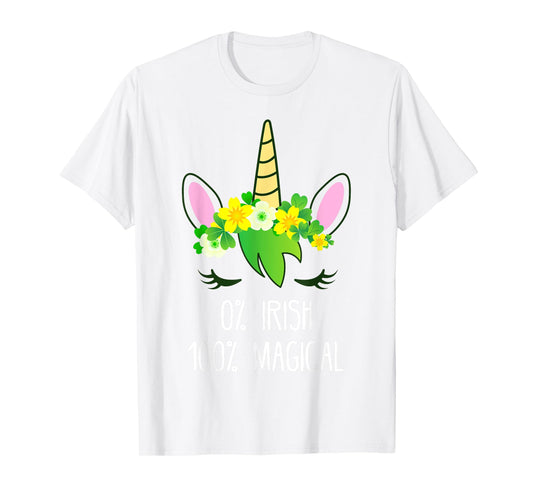 St. Patrick's Day Unicorn Face 0% Irish Shirt Lepricorn