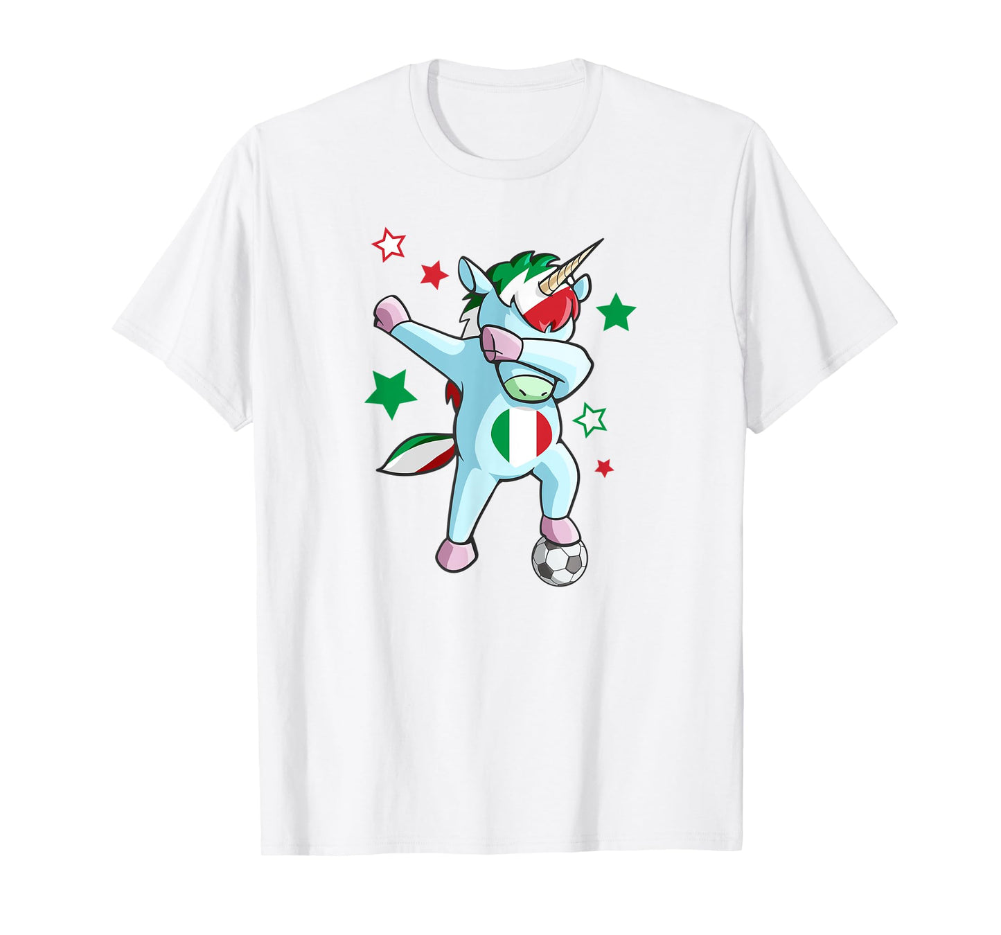 Dabbing Unicorn World Soccer Support Italy Shirt for Girls T-Shirt