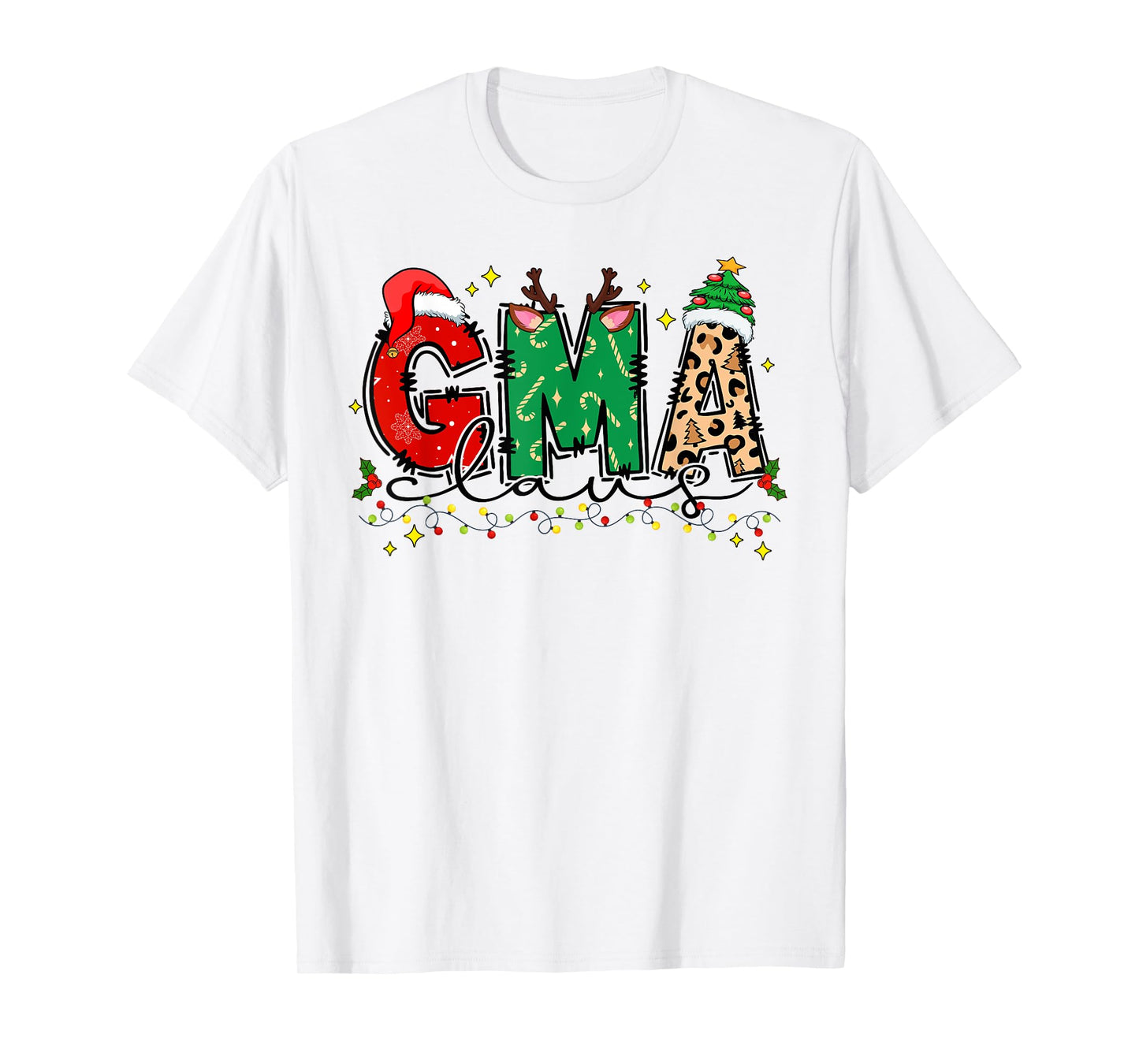 Cute Gma Claus Christmas Family Matching Pajamas Funny Xmas T-Shirt