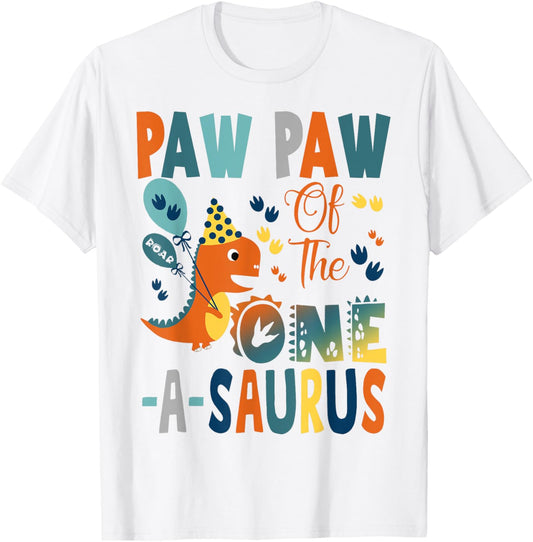 Paw Paw Of The One-A-Saurus 2Nd Birthday Dinosaur Party T-Shirt