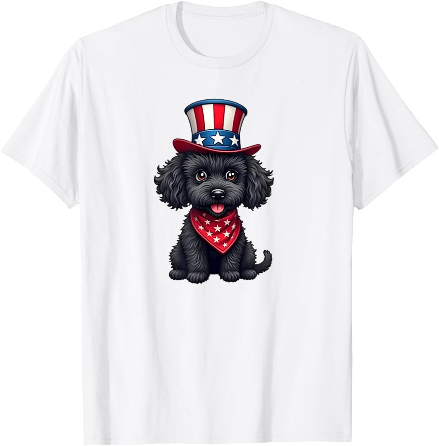 Black Toy Poodle, 4th of July, Patriotic, American T-shirt